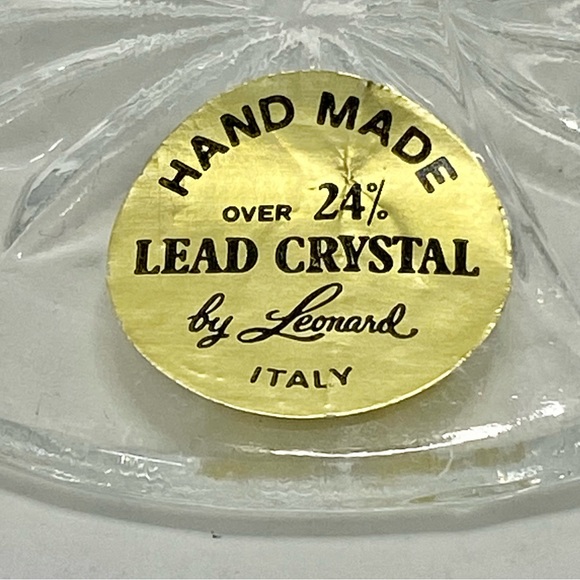 ✅ Set of 2 Vintage Lead Crystal Vases Hand Made by Leonard Made in Italy 8” High - Picture 9 of 16